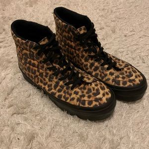Leopard High Top Platform Vans